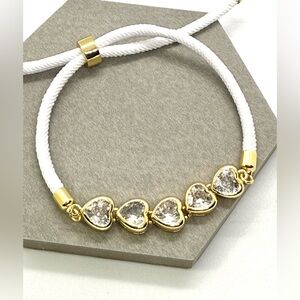 Elegant Gold and White Heart Bracelet